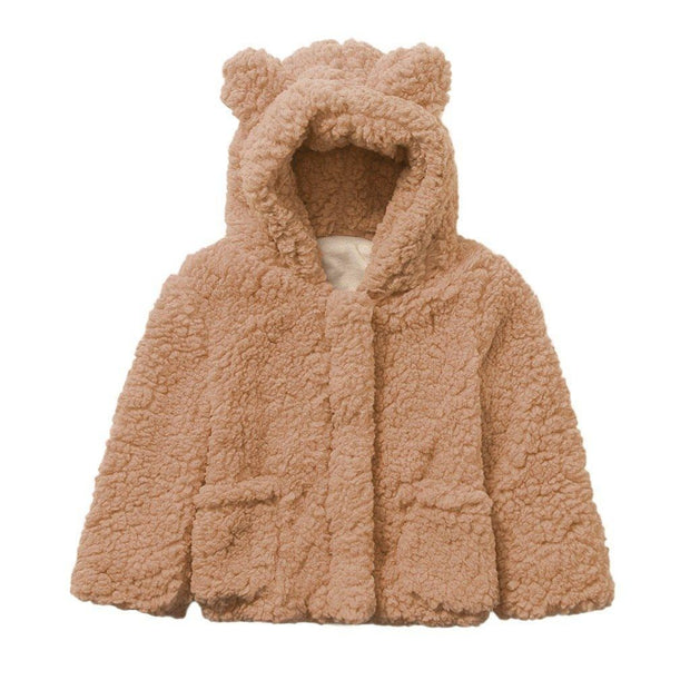 Kids Jacket Winter Warm Fleece Hooded Teddy Bear Coat Outerwear - MomyMall Brown / 3-6 Months