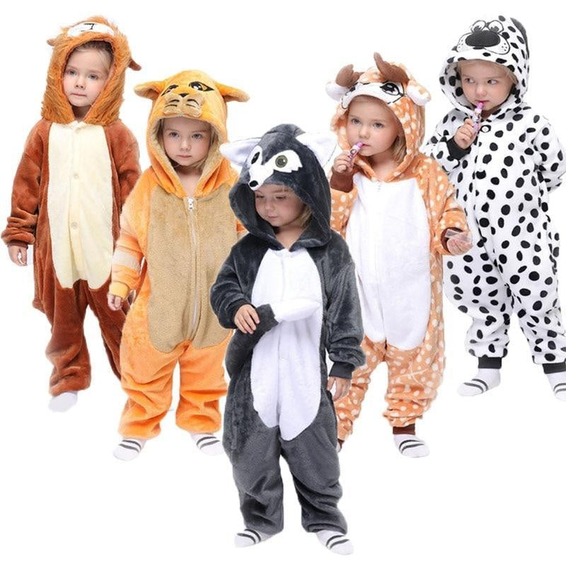 Cartoon Animals Pajama Boys Girls Flannel Soft Halloween Sleepwear - MomyMall