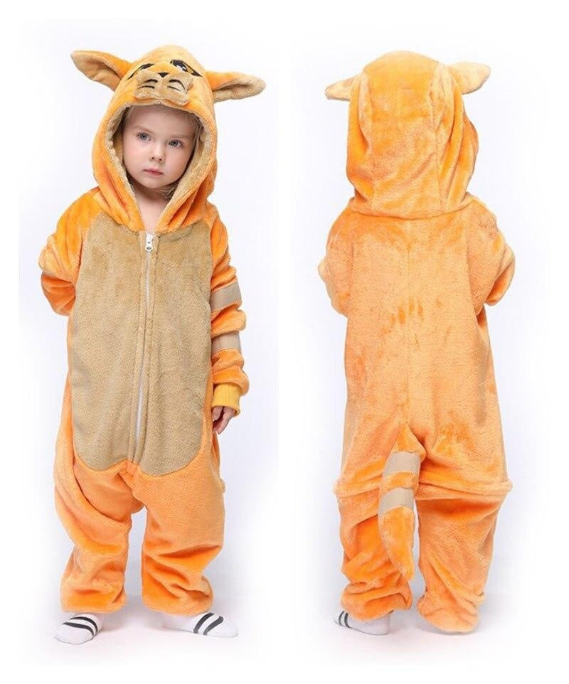 Cartoon Animals Pajama Boys Girls Flannel Soft Halloween Sleepwear - MomyMall Orange / 80cm:6-12months