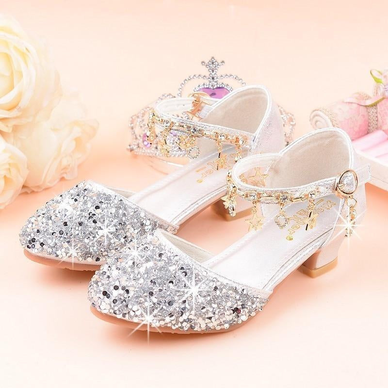 Kids Girls Sandals Glitter Shiny Rhinestone Butterfly Student Party Dance Shoes