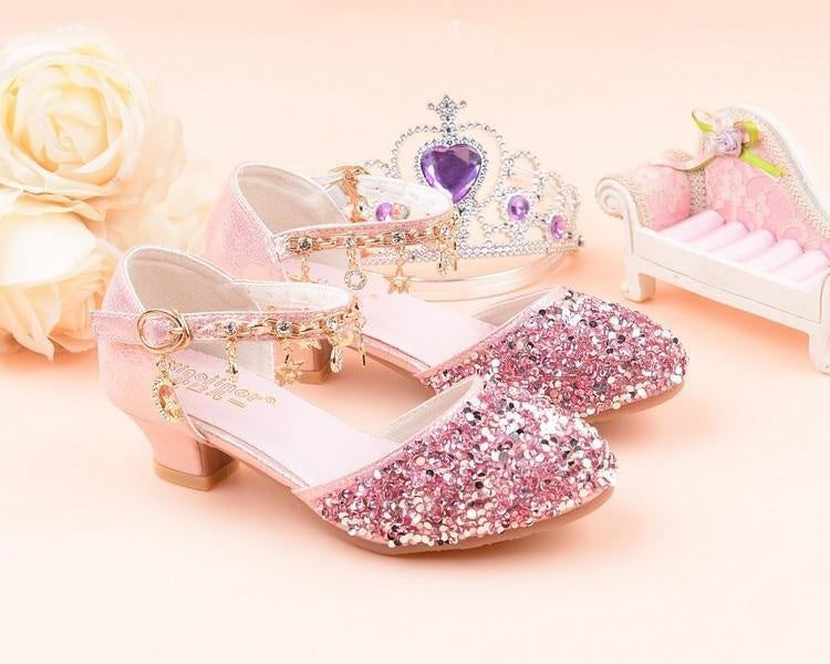 Kids Girls Sandals Glitter Shiny Rhinestone Butterfly Student Party Dance Shoes