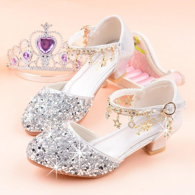 Kids Girls Sandals Glitter Shiny Rhinestone Butterfly Student Party Dance Shoes