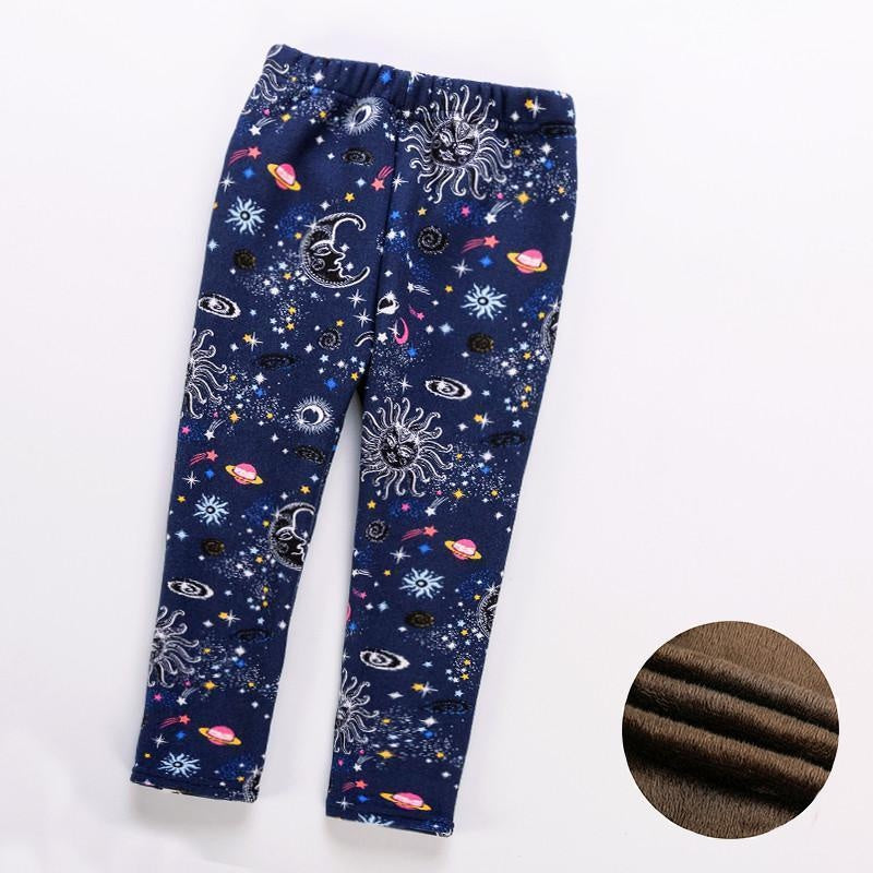 Kids Girls Thicken Leggings Autumn Winter Trousers Pants - MomyMall Sun flower / 2-3 Years