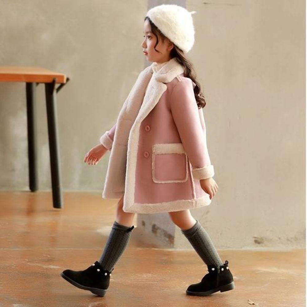 Girls Fashion Winter Woollen Jackets Outerwear Coat Warm Jackets 4-14 Years - MomyMall