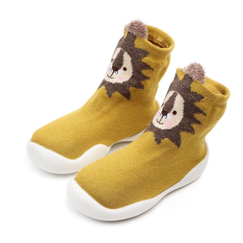 Kid Baby Girl Toddler First Walker Knit Booties Unisex Baby Shoes Soft Rubber - MomyMall Yellow lion / 6-12 Months