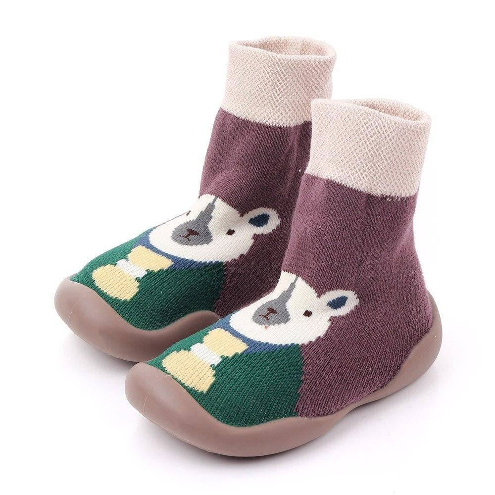 Baby Girl Toddler First Walker Knit Booties Unisex Baby Shoes Soft Rubber - MomyMall