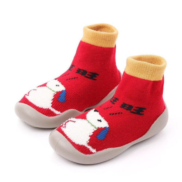 Kid Baby Girl Toddler First Walker Knit Booties Unisex Baby Shoes Soft Rubber - MomyMall Red / 6-12 Months