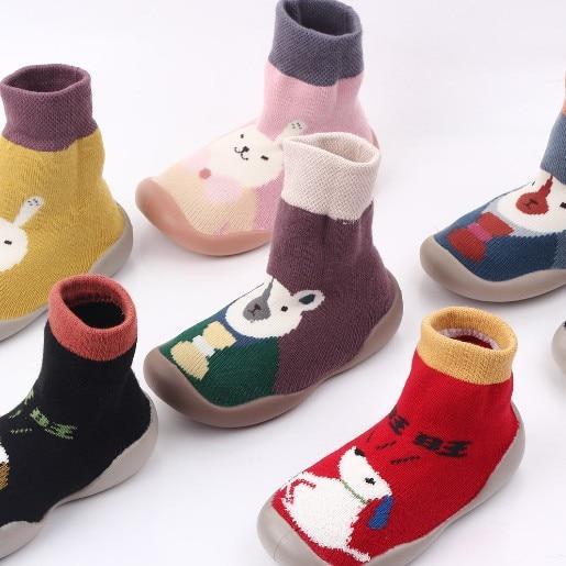 Kid Baby Girl Toddler First Walker Knit Booties Unisex Baby Shoes Soft Rubber - MomyMall