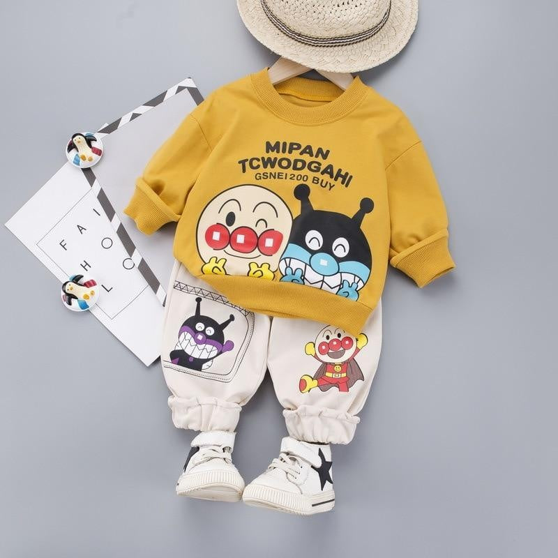 Boy Letter Sweater Autumn Cotton Anpanman 2 Pcs Suits - MomyMall