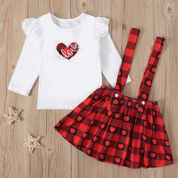 Love Heart-shaped Baby Girls Christmas Suspender 2pcs - MomyMall Red / 2-3Years