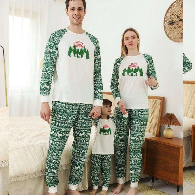 Family Matching Merry Christmas Tree Printed Pajamas Sleepwear - MomyMall