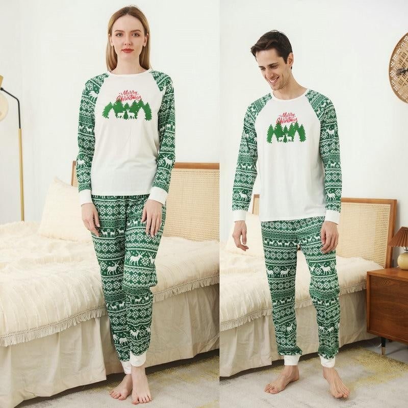 Family Matching Merry Christmas Tree Printed Pajamas Sleepwear - MomyMall