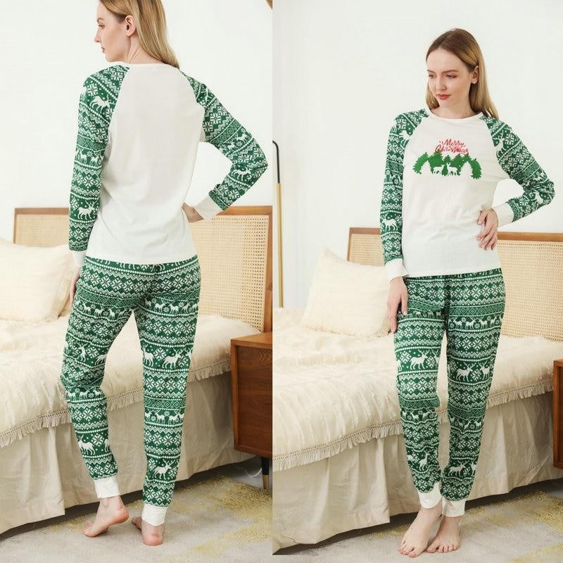 Family Matching Merry Christmas Tree Printed Pajamas Sleepwear - MomyMall