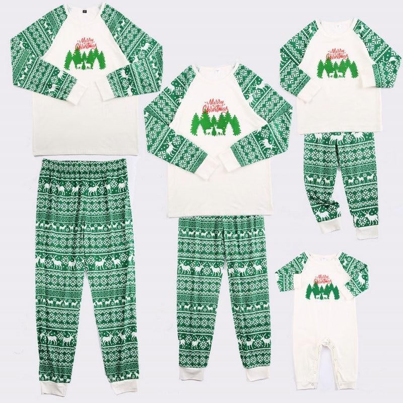 Family Matching Merry Christmas Tree Printed Pajamas Sleepwear - MomyMall