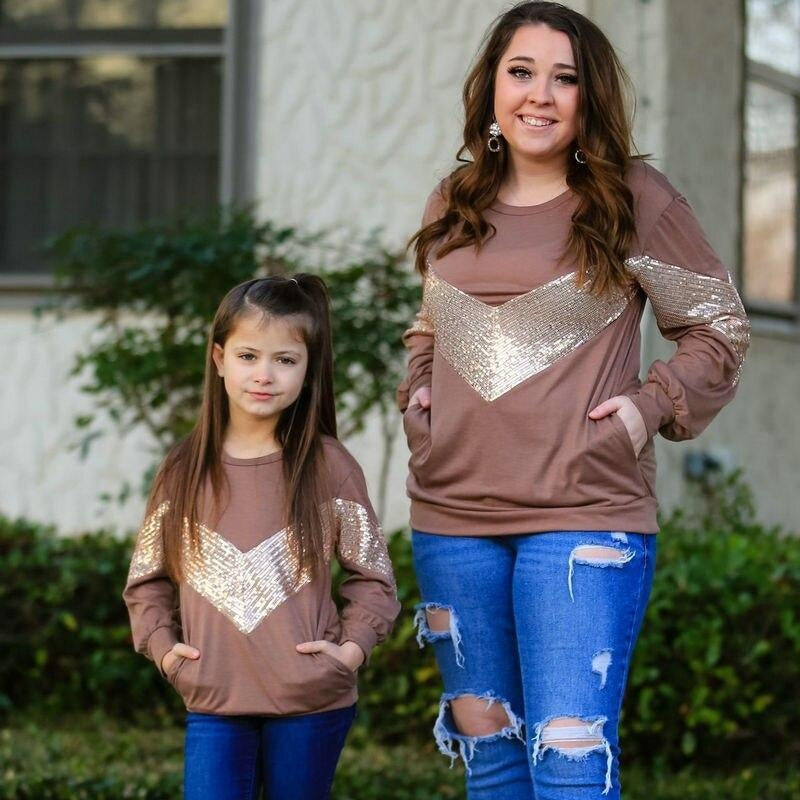 Long Sleeve Mom Daughter Christmas T shirt Dress Family Matching