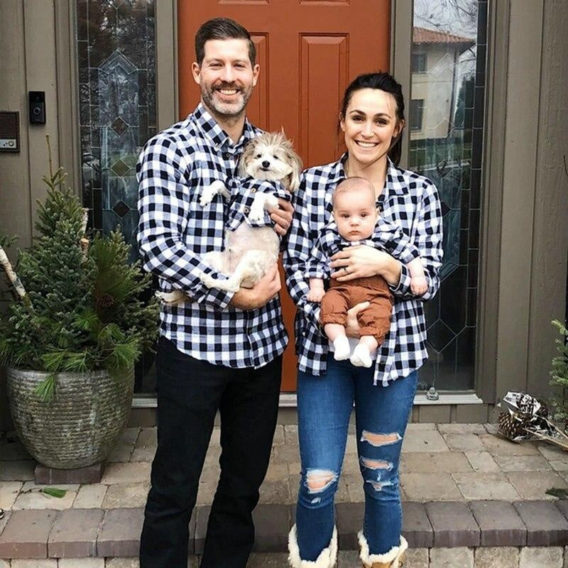 Family Matching Mother Daughter Outfits Plaid Sweatshirt