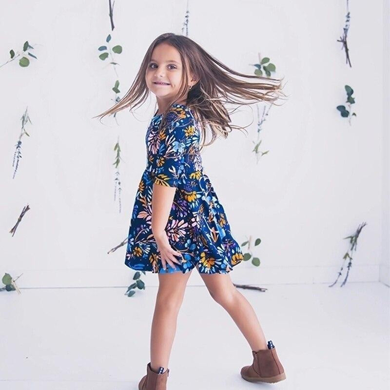 Mother Daughter Blue Floral Family Matching Mini Dress - MomyMall