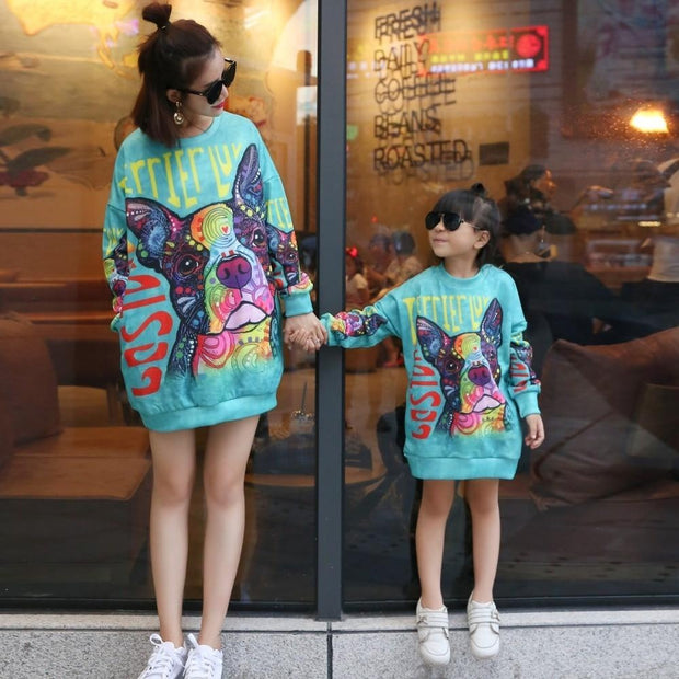 Mother Daughter Sweatshirts Family Matching Cute Print Family Look - MomyMall