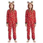 Family Christmas Pajamas Fashion Cute Hooded Jumpsuit Sleepwear Outfits - MomyMall