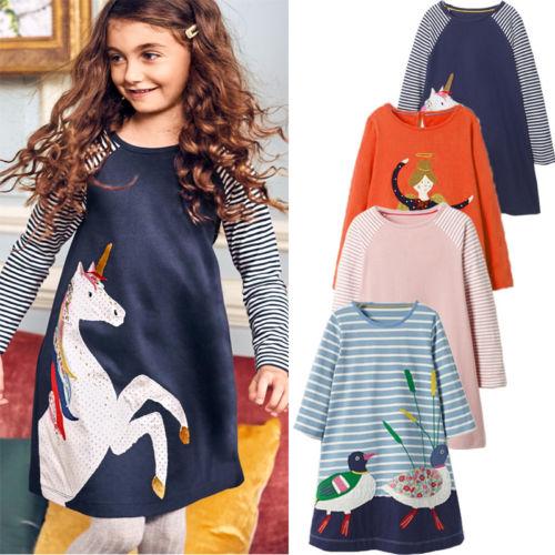 Baby Girl Dress Long Sleeve Shirt Casual Autumn Dresses 1-7Y - MomyMall