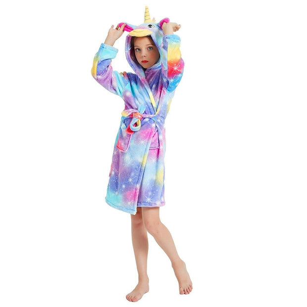 Kids Winter Hooded Bathrobe Unicorn Bath Robe Pajamas 3-12 Years - MomyMall Fantasy TianMa Robe / 3-4 Years