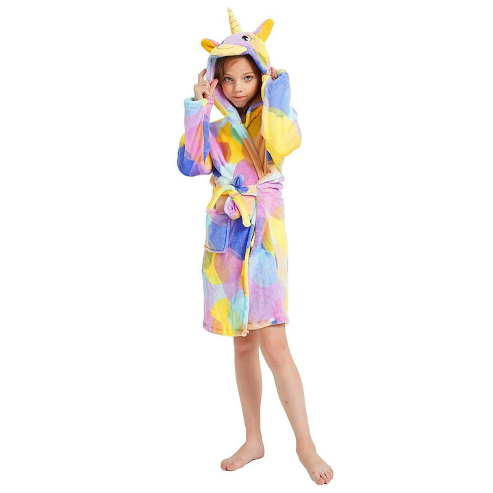 Kids Winter Hooded Bathrobe Unicorn Bath Robe Pajamas 3-12 Years - MomyMall Bubble TianMa Robe / 3-4 Years