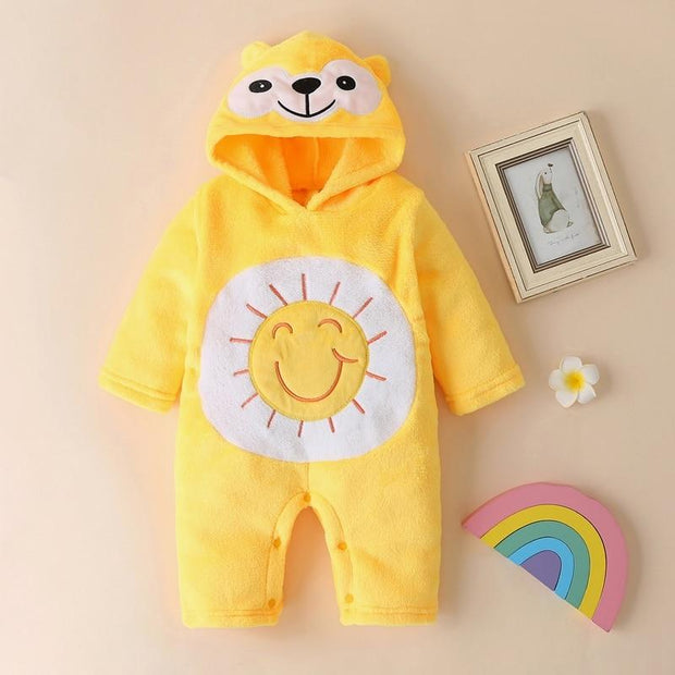 Baby Cotton Cute 3D Bear Smiley Sun Rainbow Romper 0-18M