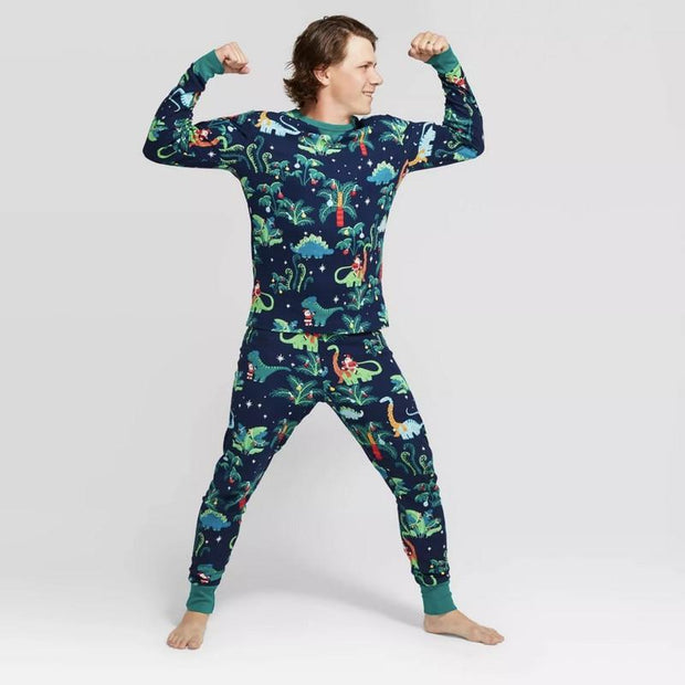 Christmas Dinosaur Long Sleeve Sleepwear Pajamas Family Matching - MomyMall