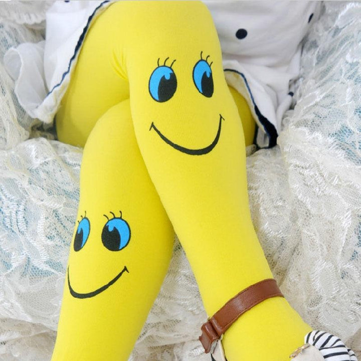 Kids Girls Cartoon Smiley Sock Dance Tights Pantyhose Stocking - MomyMall