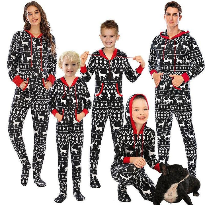 Family Matching Christmas Deer Pajamas Jumpsuits Set Family Look - MomyMall Black / Mother S