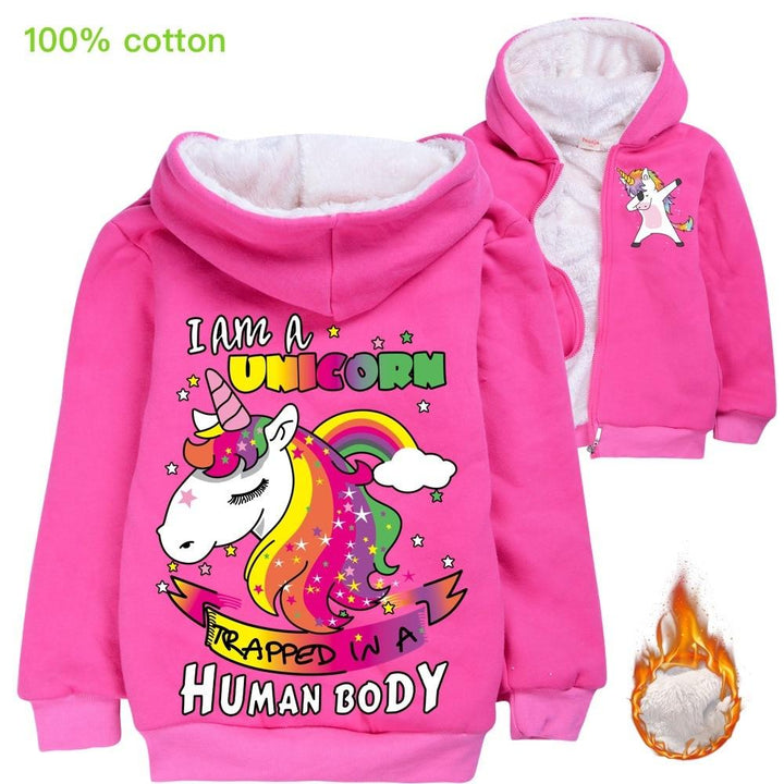 Kids Coat Unicorn Boys Girl Jacket Animal Horse Chaqueta Fashion Coat - MomyMall red / 3-4 Years