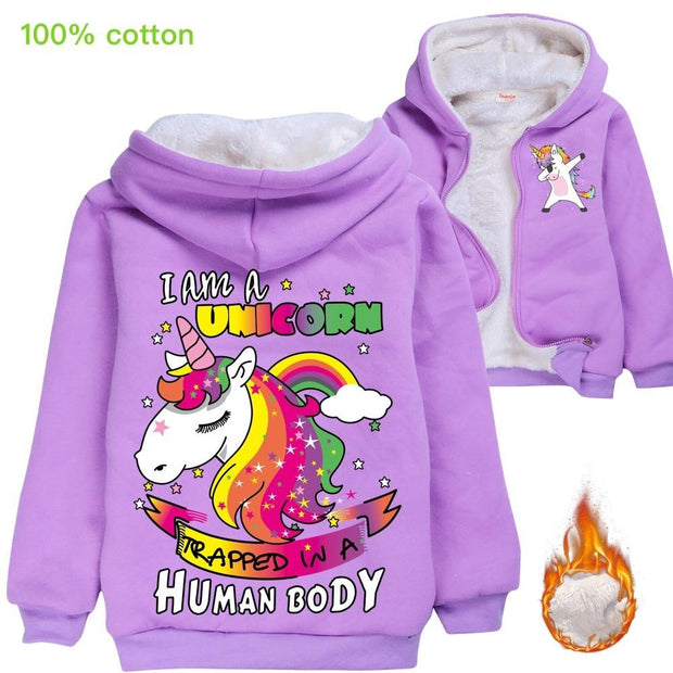 Kids Coat Unicorn Boys Girl Jacket Animal Horse Chaqueta Fashion Coat - MomyMall Purple / 3-4 Years