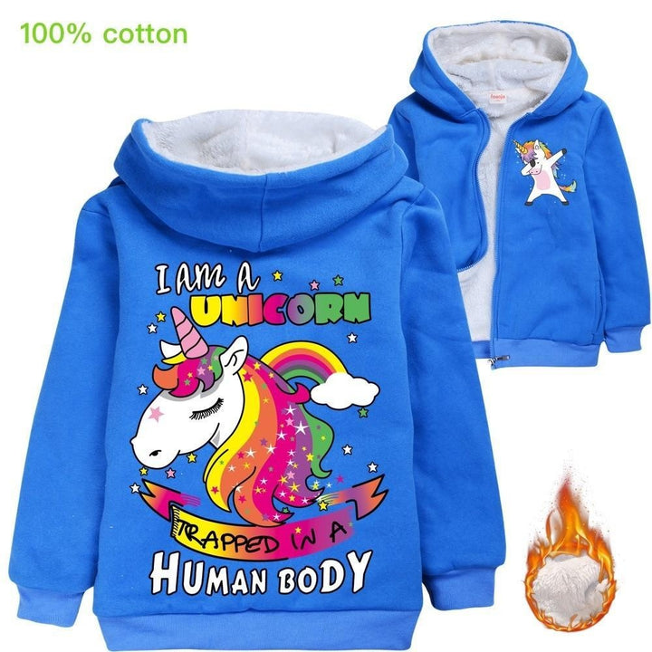 Kids Coat Unicorn Boys Girl Jacket Animal Horse Chaqueta Fashion Coat - MomyMall Blue / 3-4 Years