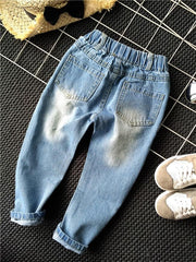 Kids Boy Girl Jeans Hole Denim Pant Trousers Pants for 1-7 Years - MomyMall Blue1 / 18-24M