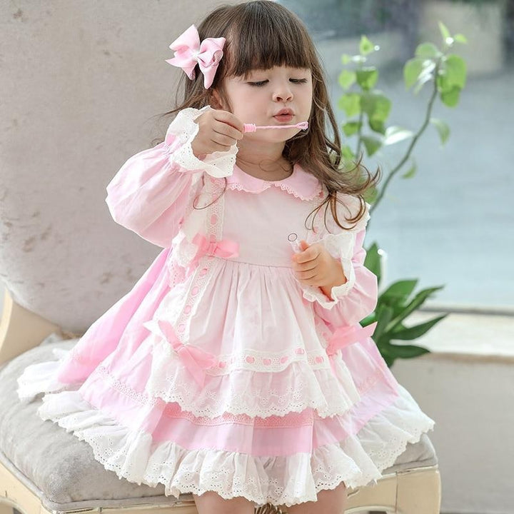 Girls Alice Princess Lotia Spain Boutique Princess Cotton Dresses - MomyMall Pink / 6-12 Months