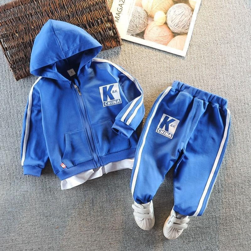 Baby Boy Sports Hooded Jacket Tracksuits 2 Pcs Set