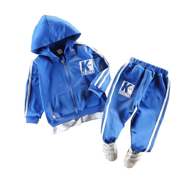 Baby Boy Sports Hooded Jacket Tracksuits 2 Pcs Set