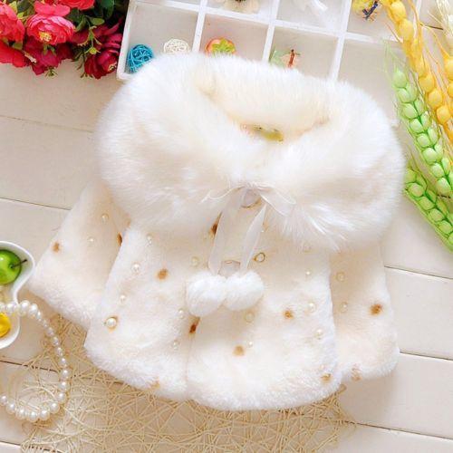 Baby Toddler Girls Cute Fleece Fur Winter Warm Coat - MomyMall White / 6-9 Months