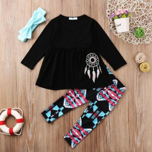 Kids Baby Girl Casual Long Sleeve Outfits 3 Pcs 2-7 Years - MomyMall