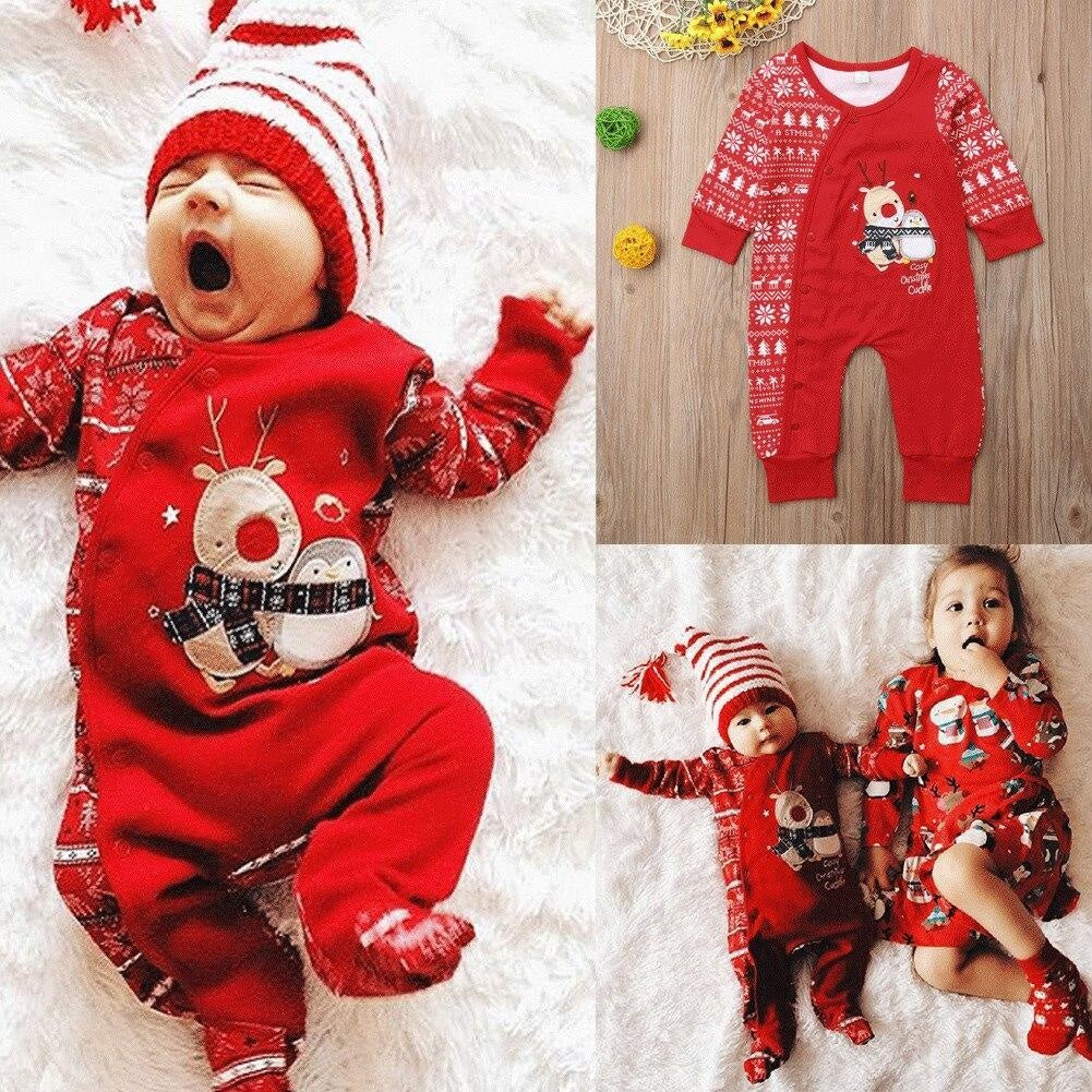 Newborn Baby Red Cotton Romper Christmas Party Clothes - MomyMall