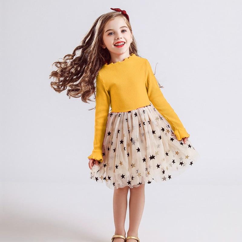 Girls Dresses Holiday Casual Knitted Mesh Tutu Dresses 2-8 Years - MomyMall