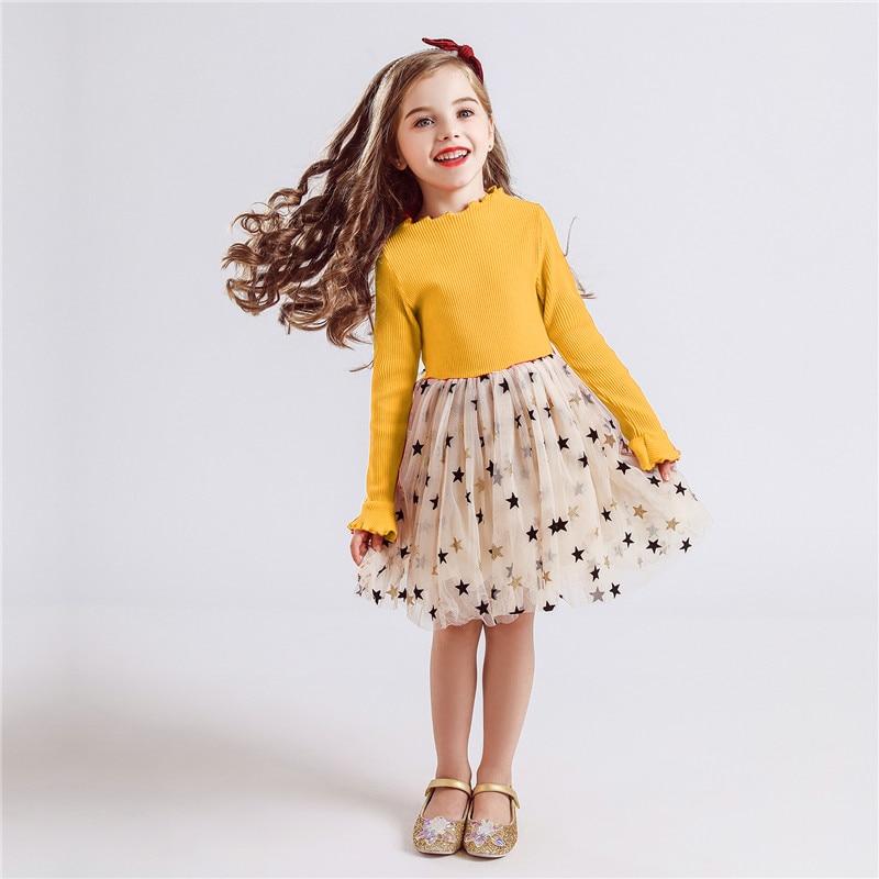 Girls Dresses Holiday Casual Knitted Mesh Tutu Dresses 2-8 Years - MomyMall Yellow / 2-3 Years