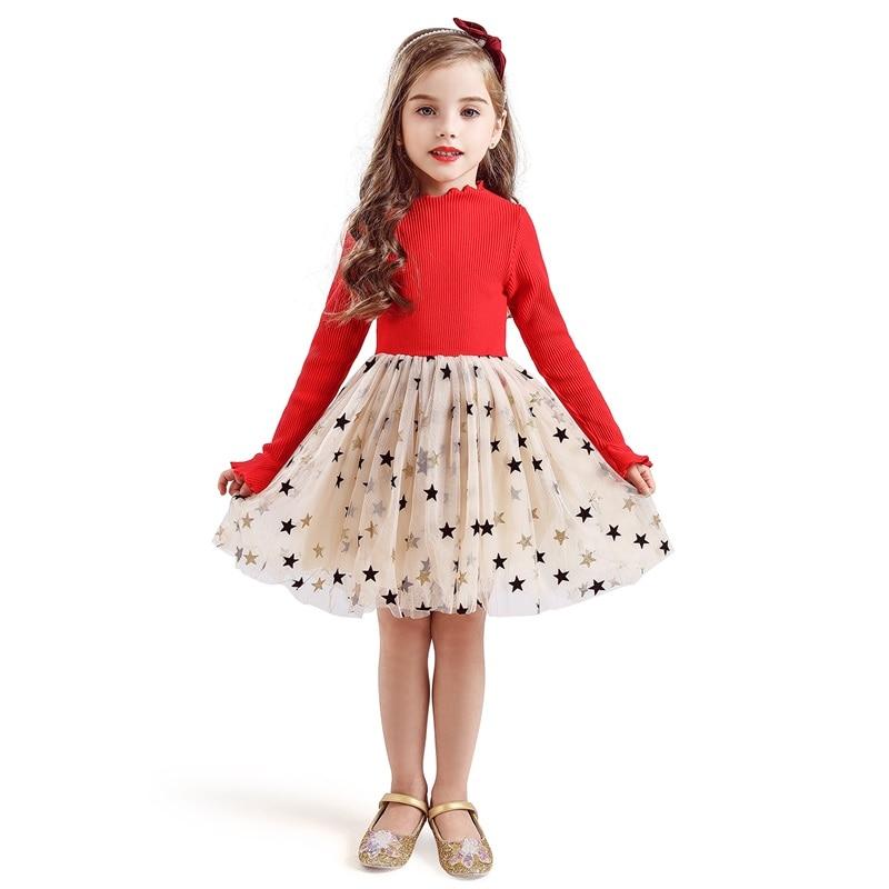 Girls Dresses Holiday Casual Knitted Mesh Tutu Dresses 2-8 Years - MomyMall