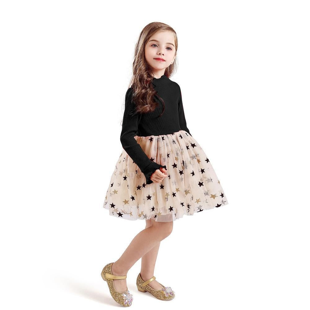 Girls Dresses Holiday Casual Knitted Mesh Tutu Dresses 2-8 Years - MomyMall