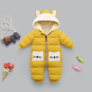 Baby Winter Hooded Rompers Thick Warm Jumpsuit Overalls - MomyMall Yellow / 3-6 Months