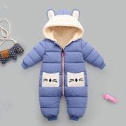 Baby Winter Hooded Rompers Thick Warm Jumpsuit Overalls - MomyMall Blue / 3-6 Months