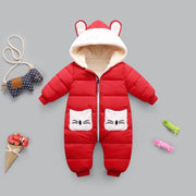 Baby Winter Hooded Rompers Thick Warm Jumpsuit Overalls - MomyMall Red / 3-6 Months