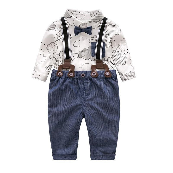 Baby Boy Formal Set Cotton Bow Gentleman Outfit 2 Pcs - MomyMall Newborn Baby Clothes / 3-6 Months
