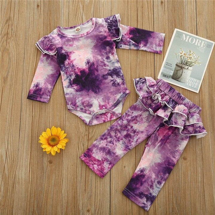 Baby Girls Clothes Set Autumn Long Sleeve Tie Dye Color Romper Outfits 0-18M - MomyMall
