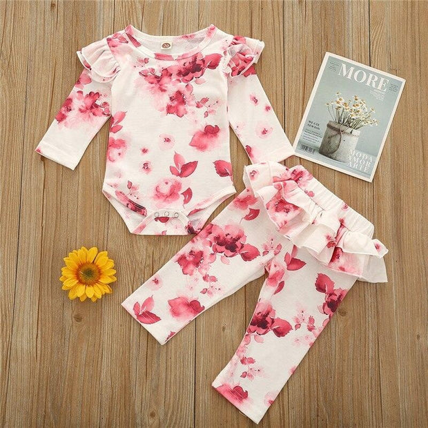 Baby Girls Clothes Set Autumn Long Sleeve Tie Dye Color Romper Outfits 0-18M - MomyMall
